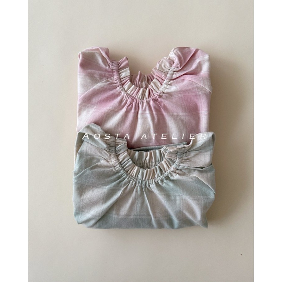 Aosta 上衣 아오스타 르체크블라우스-細節圖3