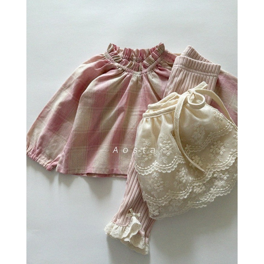 Aosta 上衣 아오스타 르체크블라우스-細節圖5