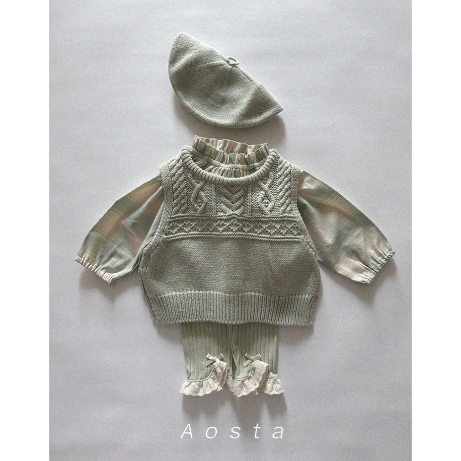 Aosta 上衣 아오스타 르체크블라우스-細節圖8