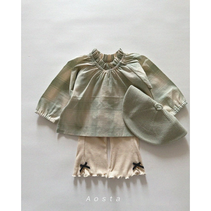 Aosta 上衣 아오스타 르체크블라우스-細節圖9