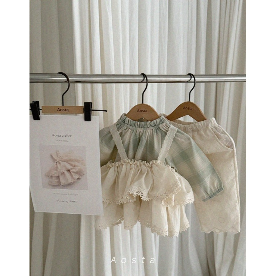 Aosta 上衣 아오스타 르체크블라우스-細節圖10