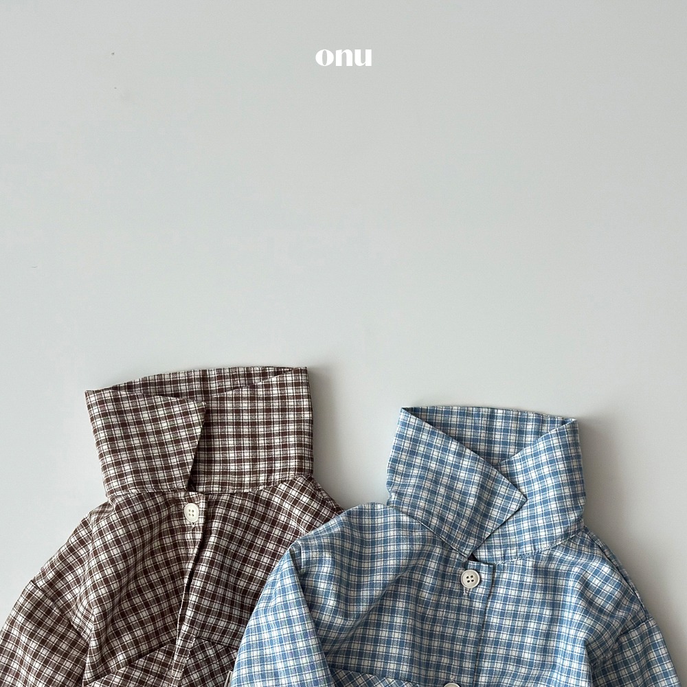 Onu 上衣 오누 체크셔츠-細節圖2