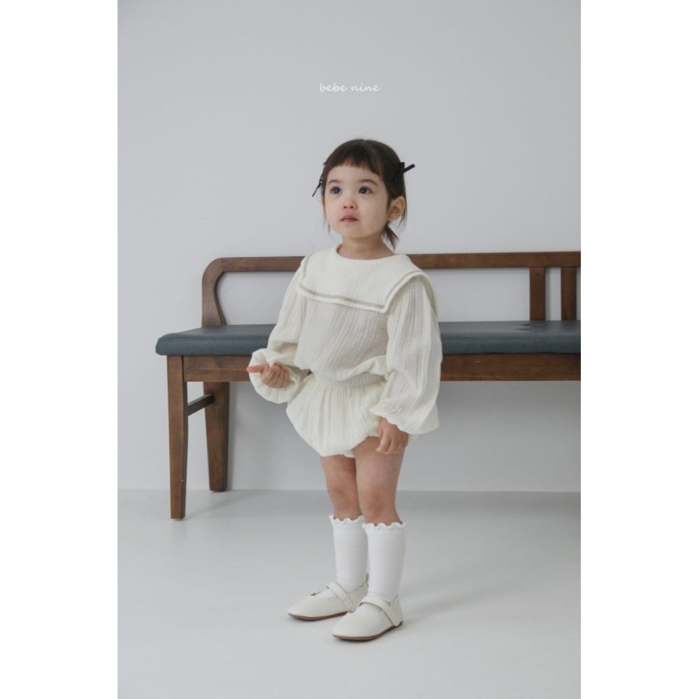 Bebenine 套裝 上衣&屁屁褲 베베나인 스퀘어블루머세트-細節圖5