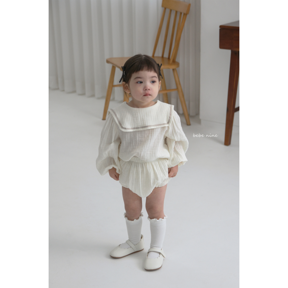 Bebenine 套裝 上衣&屁屁褲 베베나인 스퀘어블루머세트-細節圖9