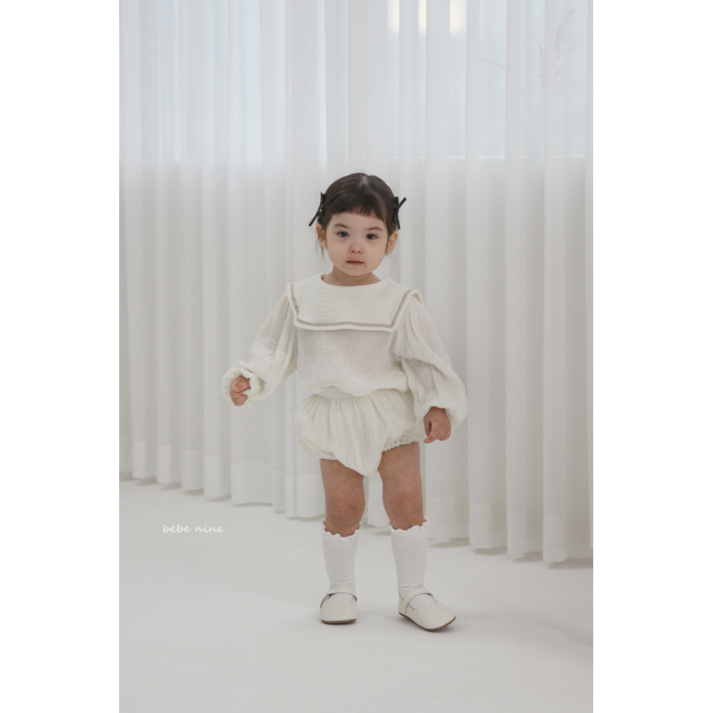 Bebenine 套裝 上衣&屁屁褲 베베나인 스퀘어블루머세트-細節圖11