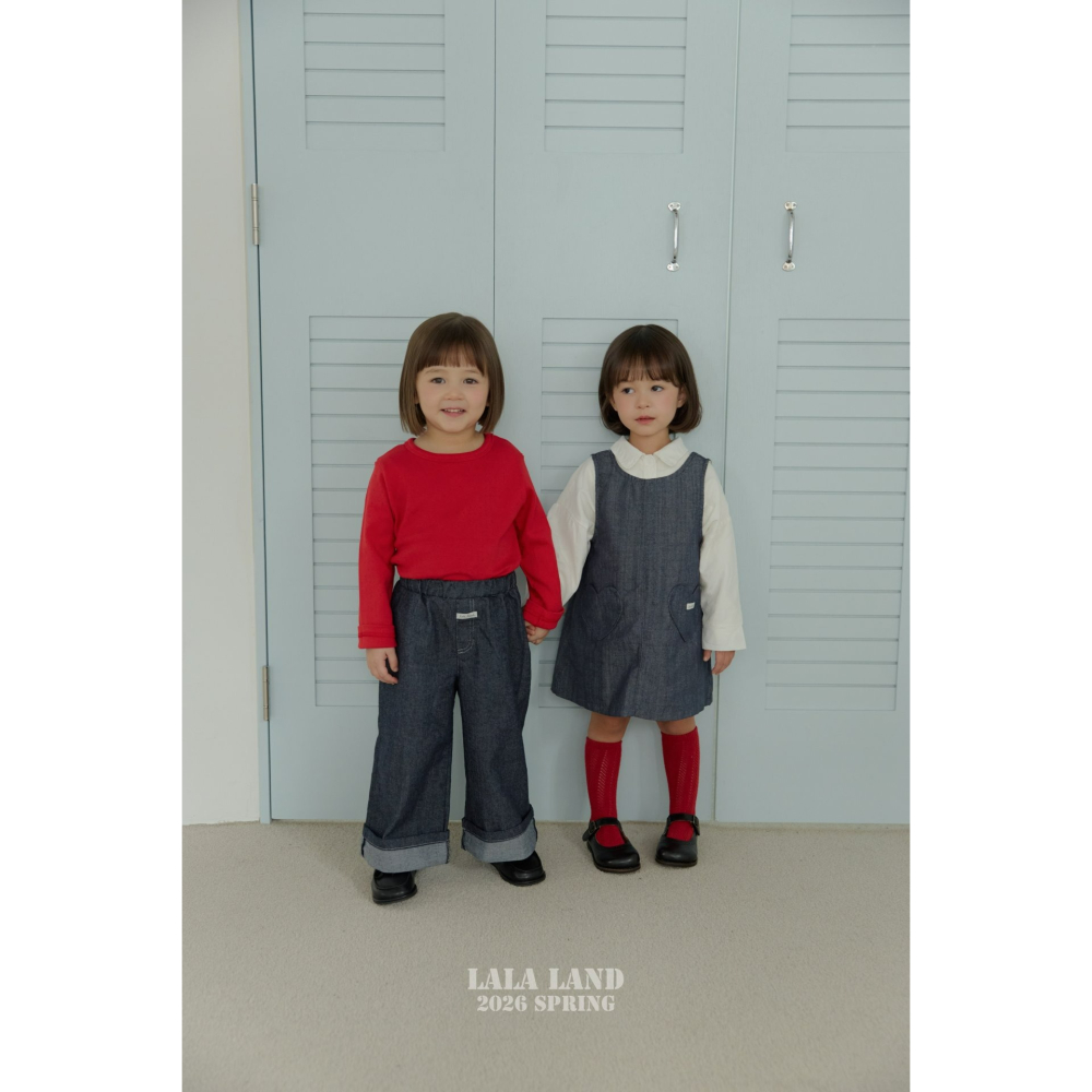 Lalaland 褲子 라라랜드 롤업스티치데님 (Kids)-細節圖6