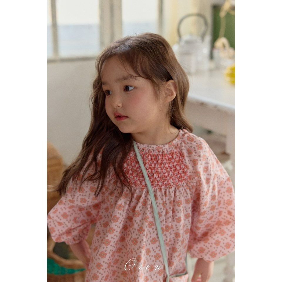 Oren 洋裝 오렌 데이지스모크원피스키즈-細節圖3