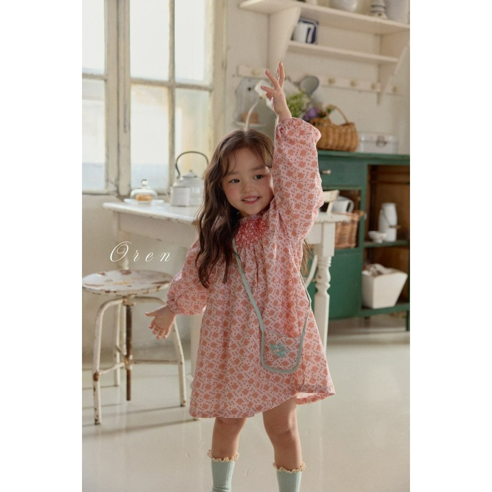 Oren 洋裝 오렌 데이지스모크원피스키즈-細節圖4