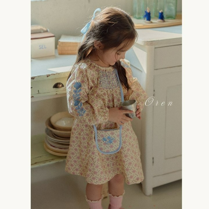 Oren 洋裝 오렌 데이지스모크원피스키즈-細節圖5