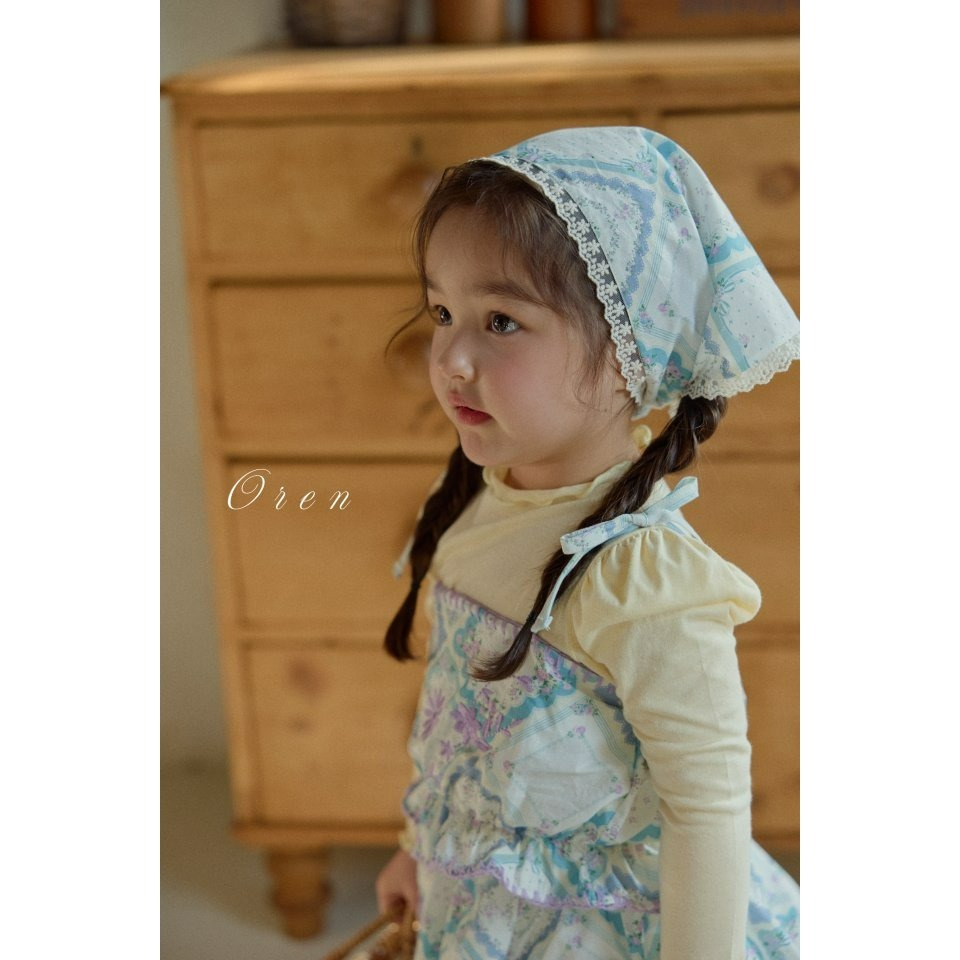 Oren 套裝 裙子+背心+髮飾 오렌 루시엔가든세트키즈(두건+뷔스띠에+스커트)-細節圖4
