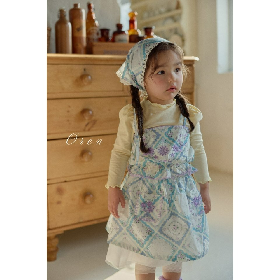 Oren 套裝 裙子+背心+髮飾 오렌 루시엔가든세트키즈(두건+뷔스띠에+스커트)-細節圖5