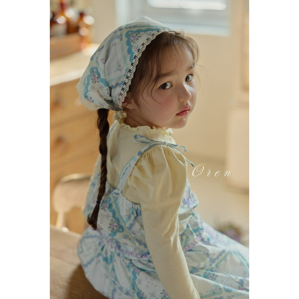 Oren 套裝 裙子+背心+髮飾 오렌 루시엔가든세트키즈(두건+뷔스띠에+스커트)-細節圖6