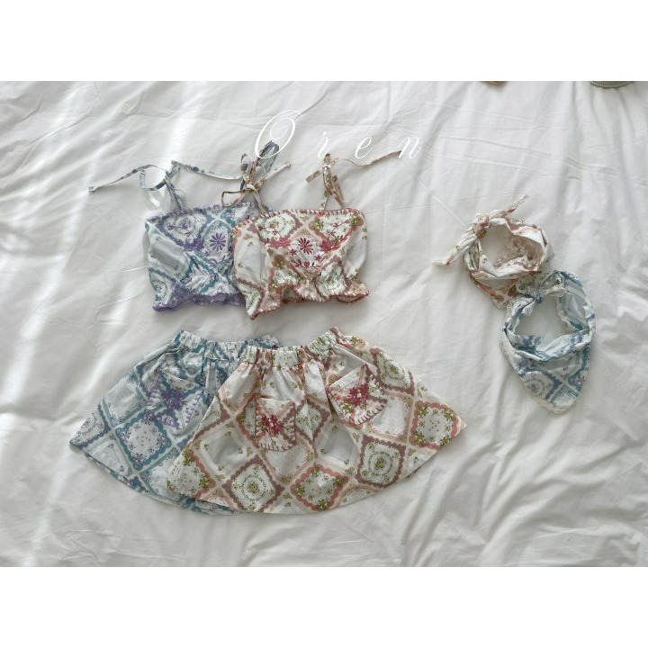 Oren 套裝 裙子+背心+髮飾 오렌 루시엔가든세트키즈(두건+뷔스띠에+스커트)-細節圖9