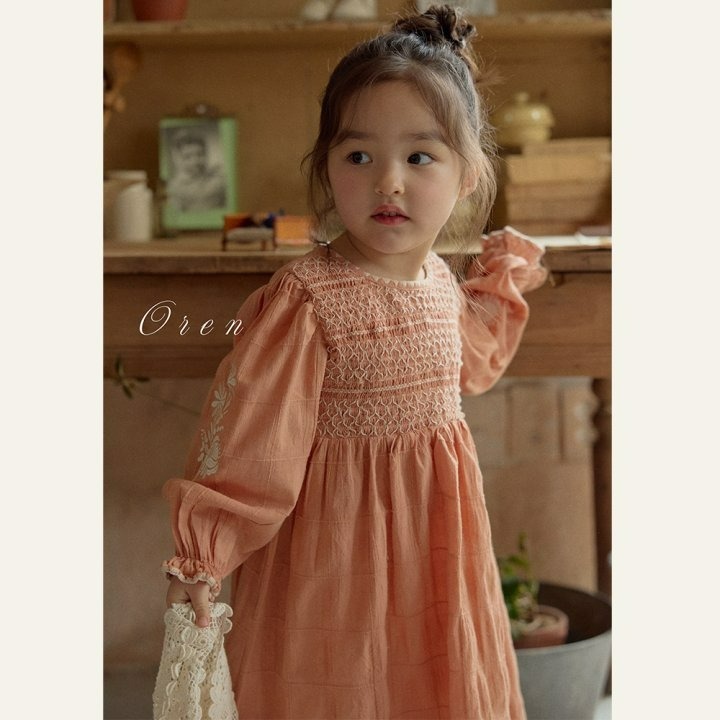 Oren 洋裝 오렌 마리엔스모크원피스키즈-細節圖2