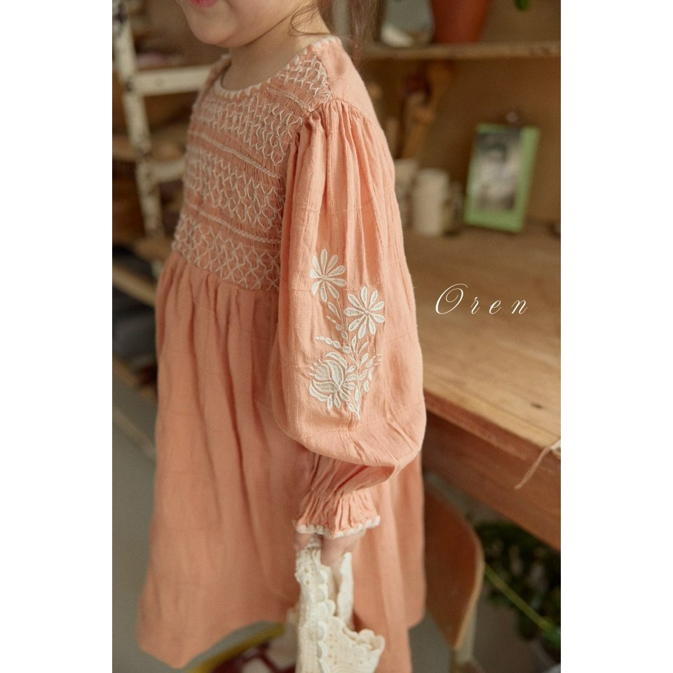 Oren 洋裝 오렌 마리엔스모크원피스키즈-細節圖5