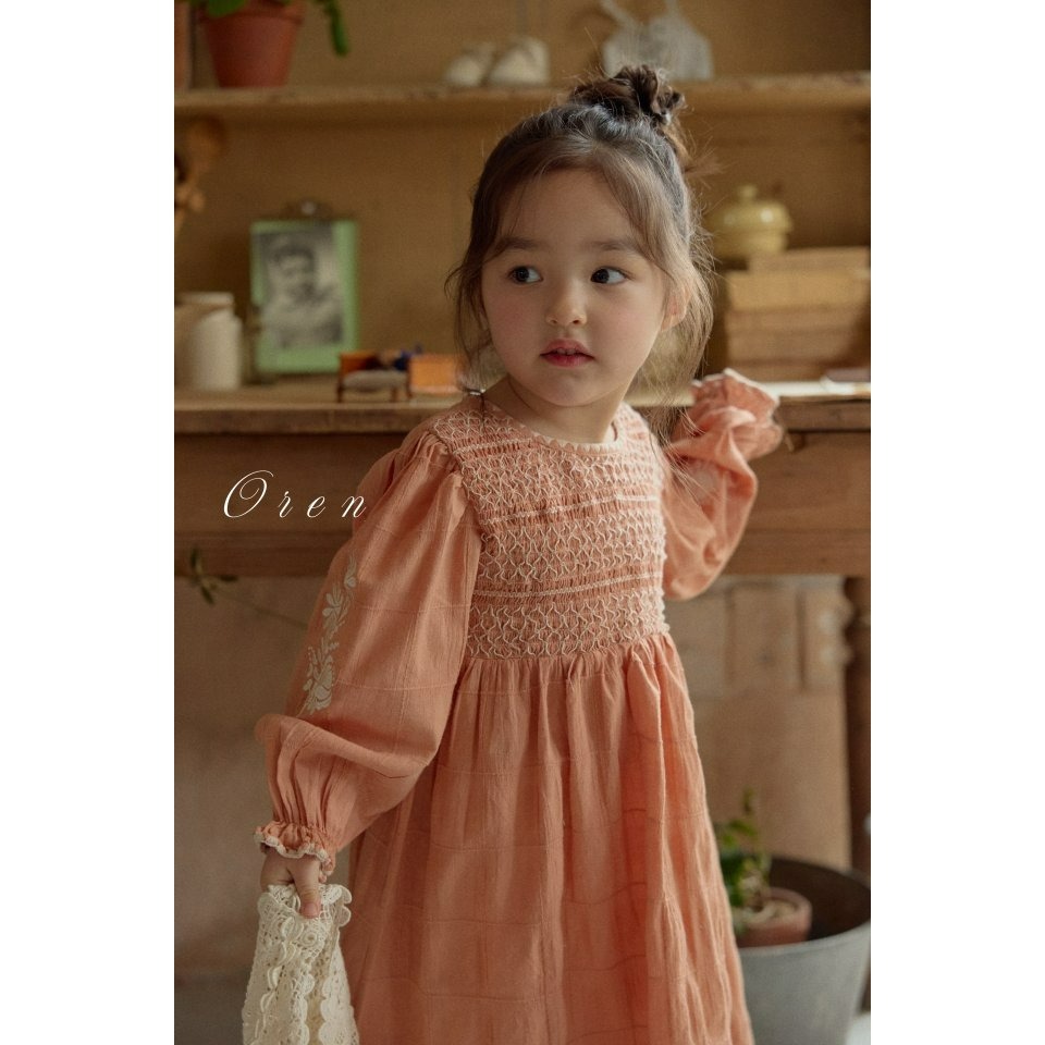 Oren 洋裝 오렌 마리엔스모크원피스키즈-細節圖8