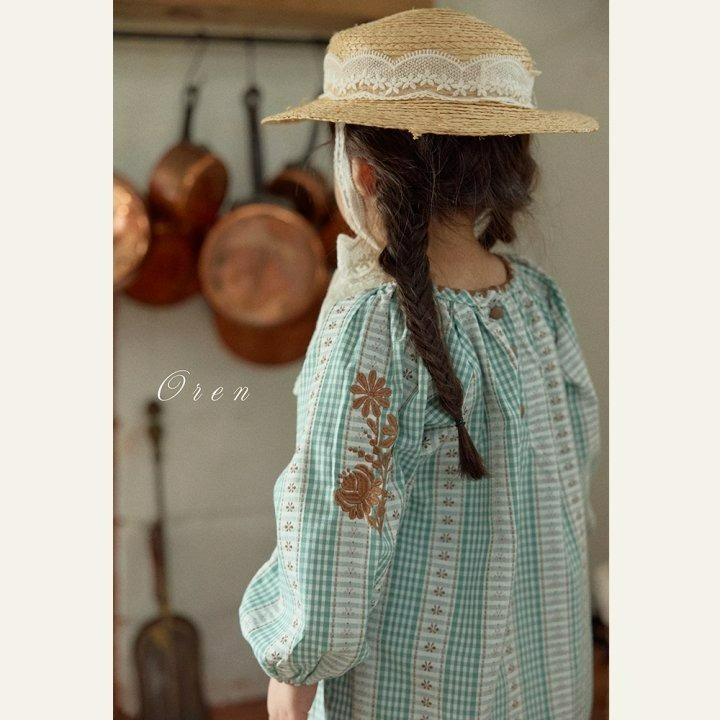 Oren 洋裝 오렌 씨퓨리체크원피스키즈-細節圖3