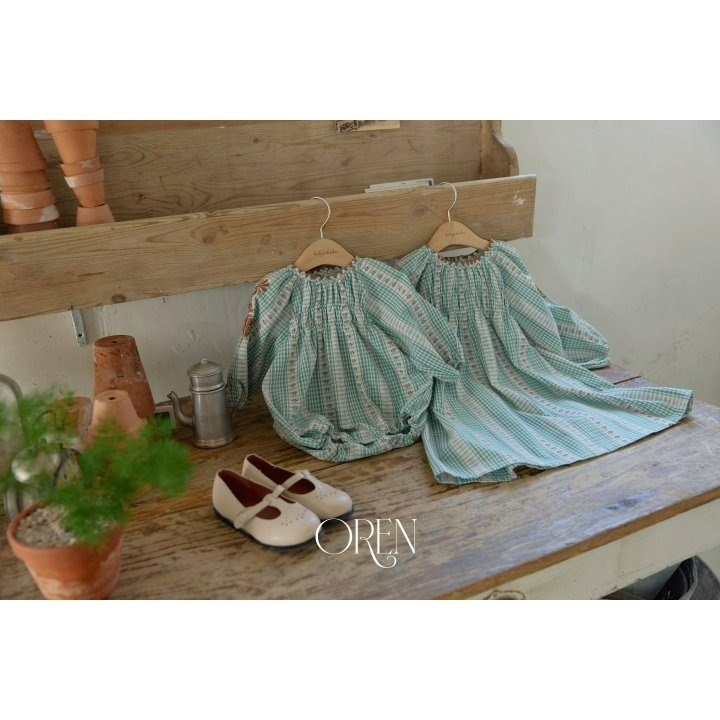 Oren 洋裝 오렌 씨퓨리체크원피스키즈-細節圖9