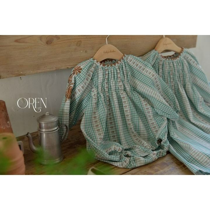 Oren 洋裝 오렌 씨퓨리체크원피스키즈-細節圖10