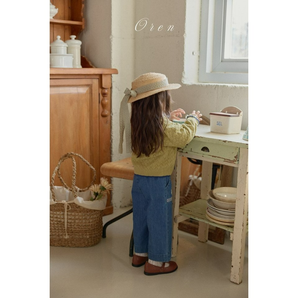 Oren 褲子 오렌 아멜리플로럴청바지키즈-細節圖3