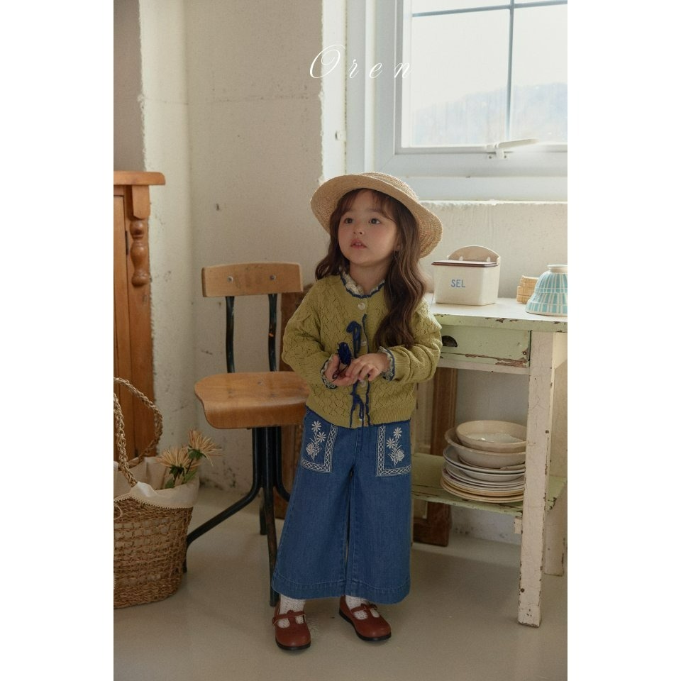 Oren 褲子 오렌 아멜리플로럴청바지키즈-細節圖4