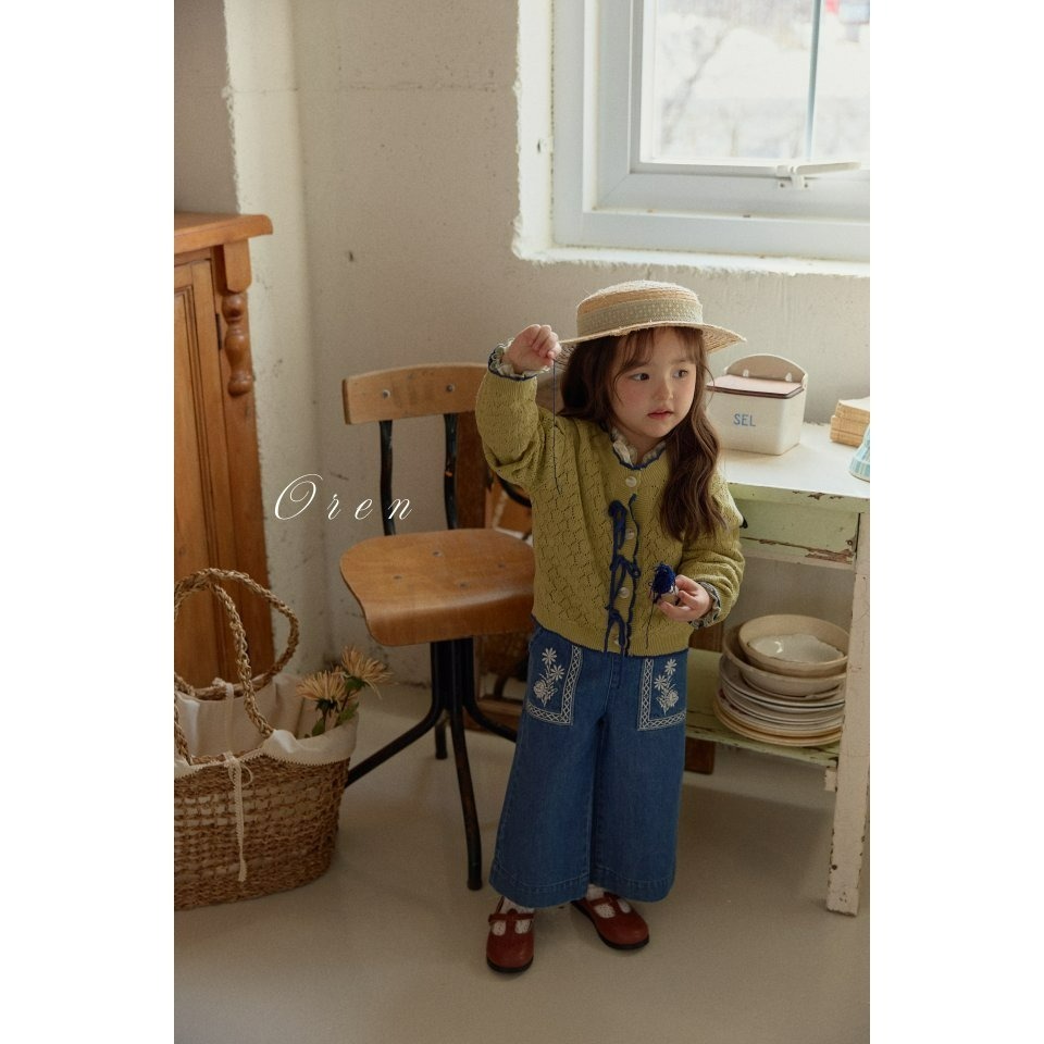 Oren 褲子 오렌 아멜리플로럴청바지키즈-細節圖5