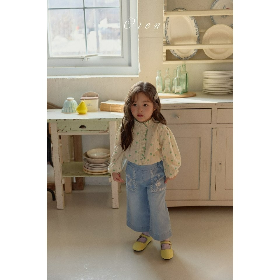 Oren 褲子 오렌 아멜리플로럴청바지키즈-細節圖6