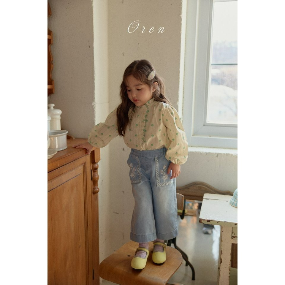 Oren 褲子 오렌 아멜리플로럴청바지키즈-細節圖8