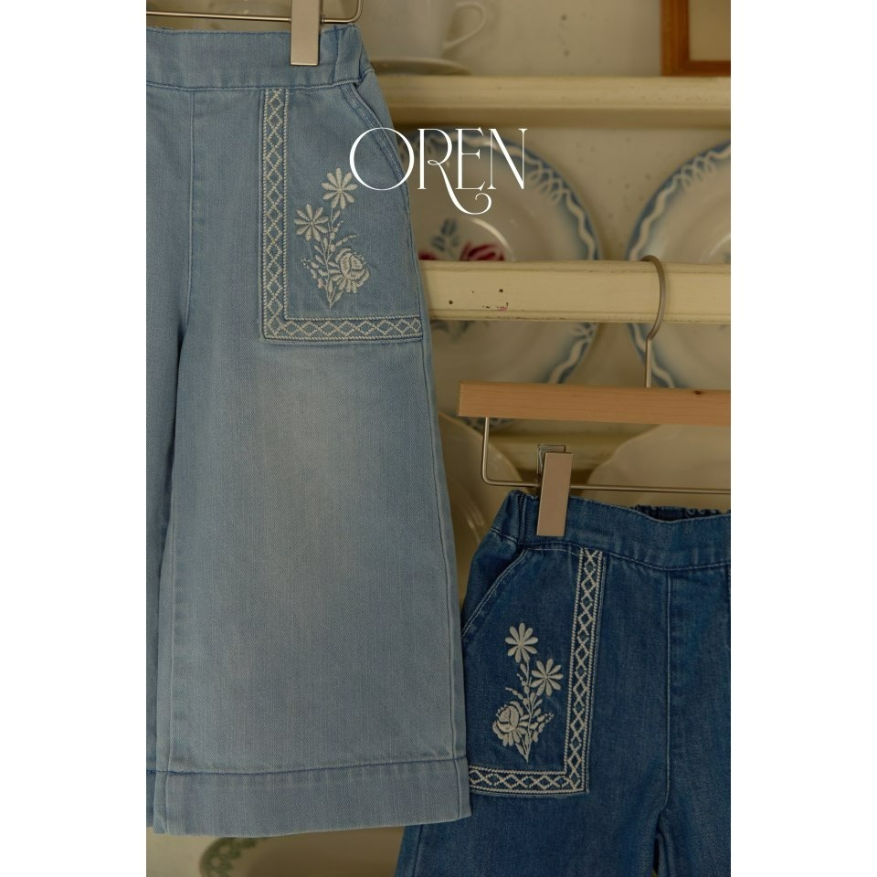 Oren 褲子 오렌 아멜리플로럴청바지키즈-細節圖9