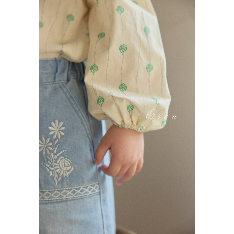 Oren 褲子 오렌 아멜리플로럴청바지키즈-細節圖11