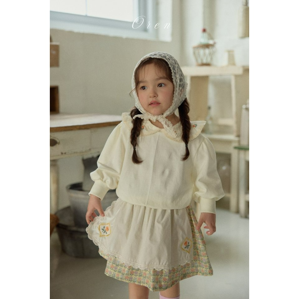 Oren 上衣 오렌 아샤꽃자수맨투맨키즈-細節圖3