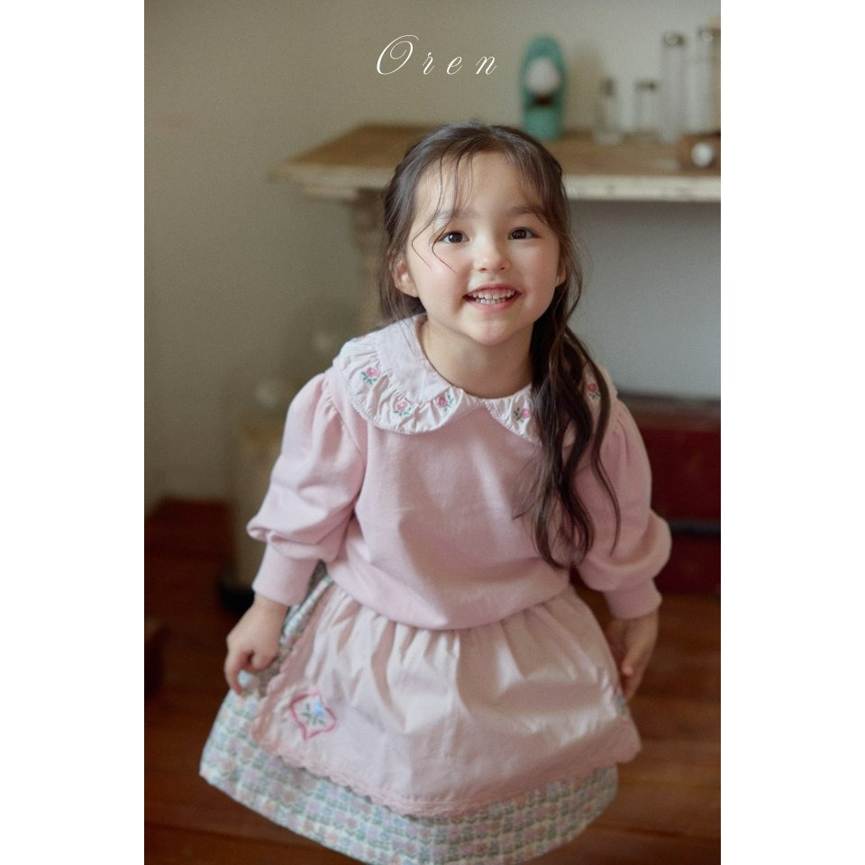 Oren 上衣 오렌 아샤꽃자수맨투맨키즈-細節圖5