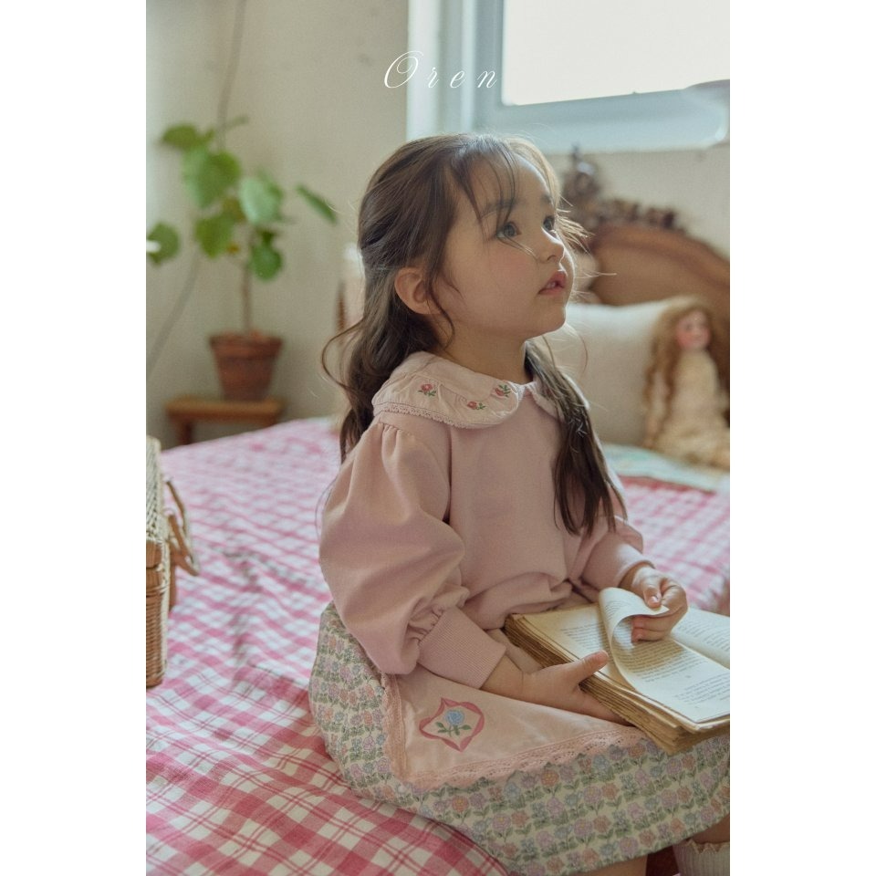 Oren 上衣 오렌 아샤꽃자수맨투맨키즈-細節圖8