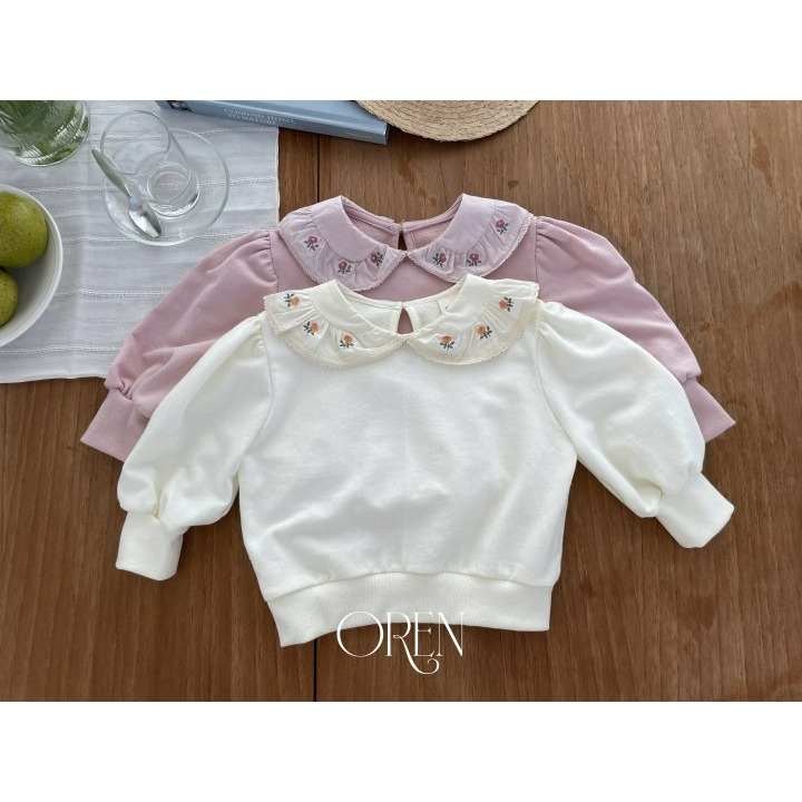 Oren 上衣 오렌 아샤꽃자수맨투맨키즈-細節圖9