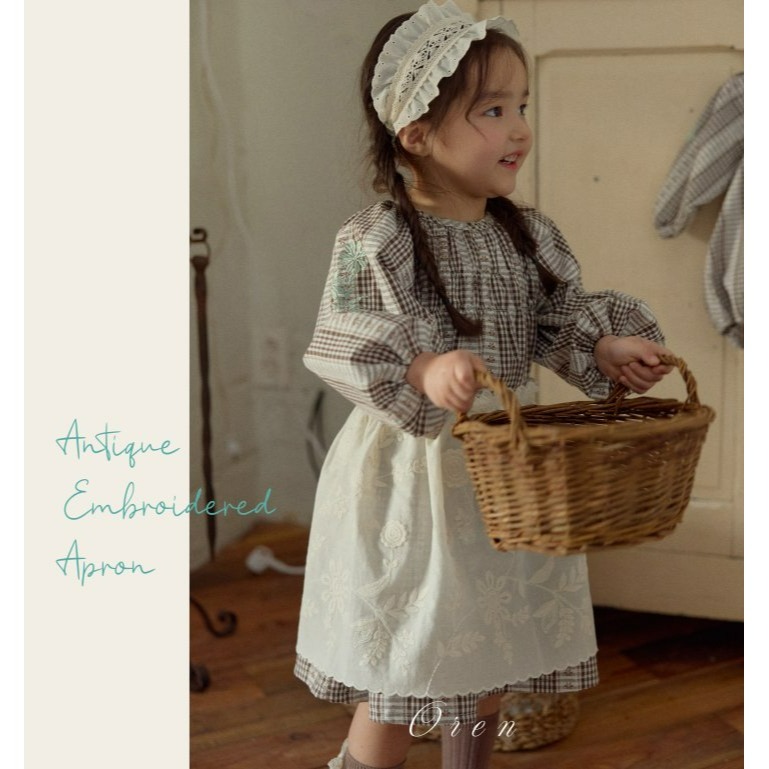 Oren 圍裙 오렌 엔틱자수앞치마키즈-細節圖2
