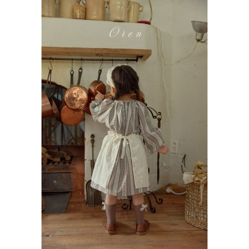 Oren 圍裙 오렌 엔틱자수앞치마키즈-細節圖5