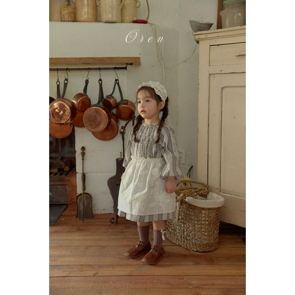 Oren 圍裙 오렌 엔틱자수앞치마키즈-細節圖6