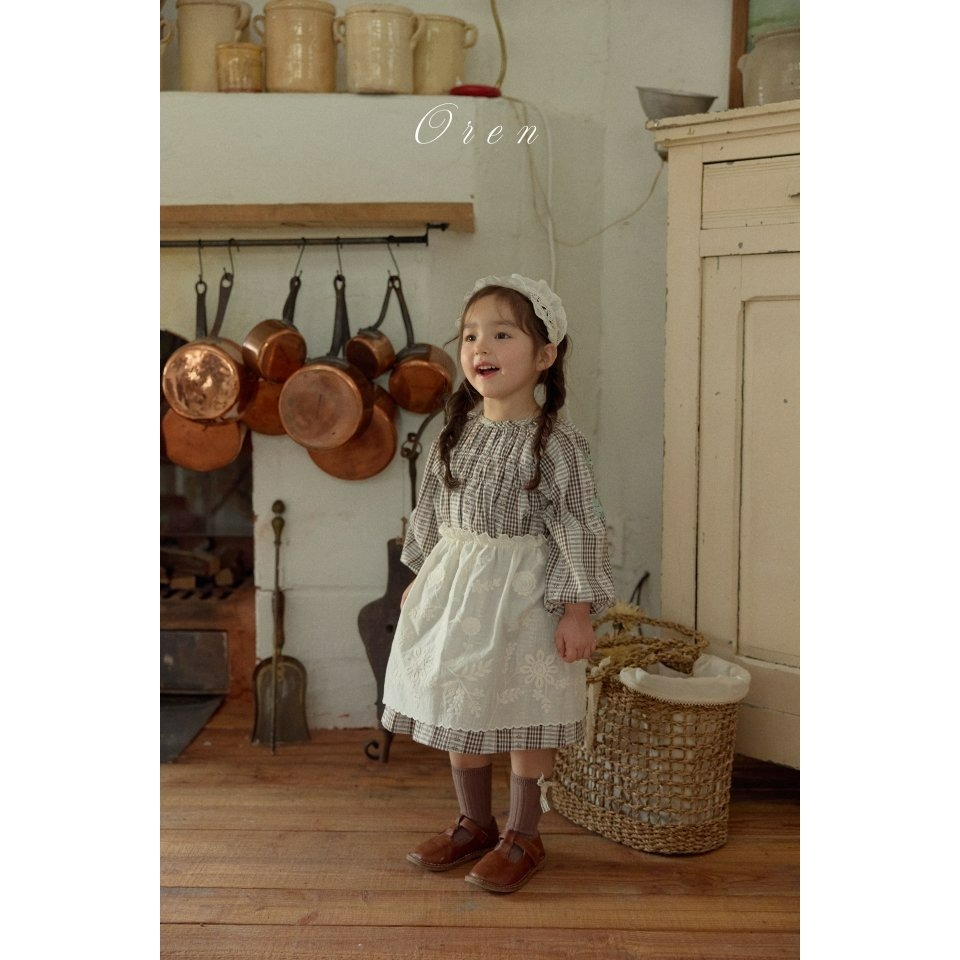 Oren 圍裙 오렌 엔틱자수앞치마키즈-細節圖7