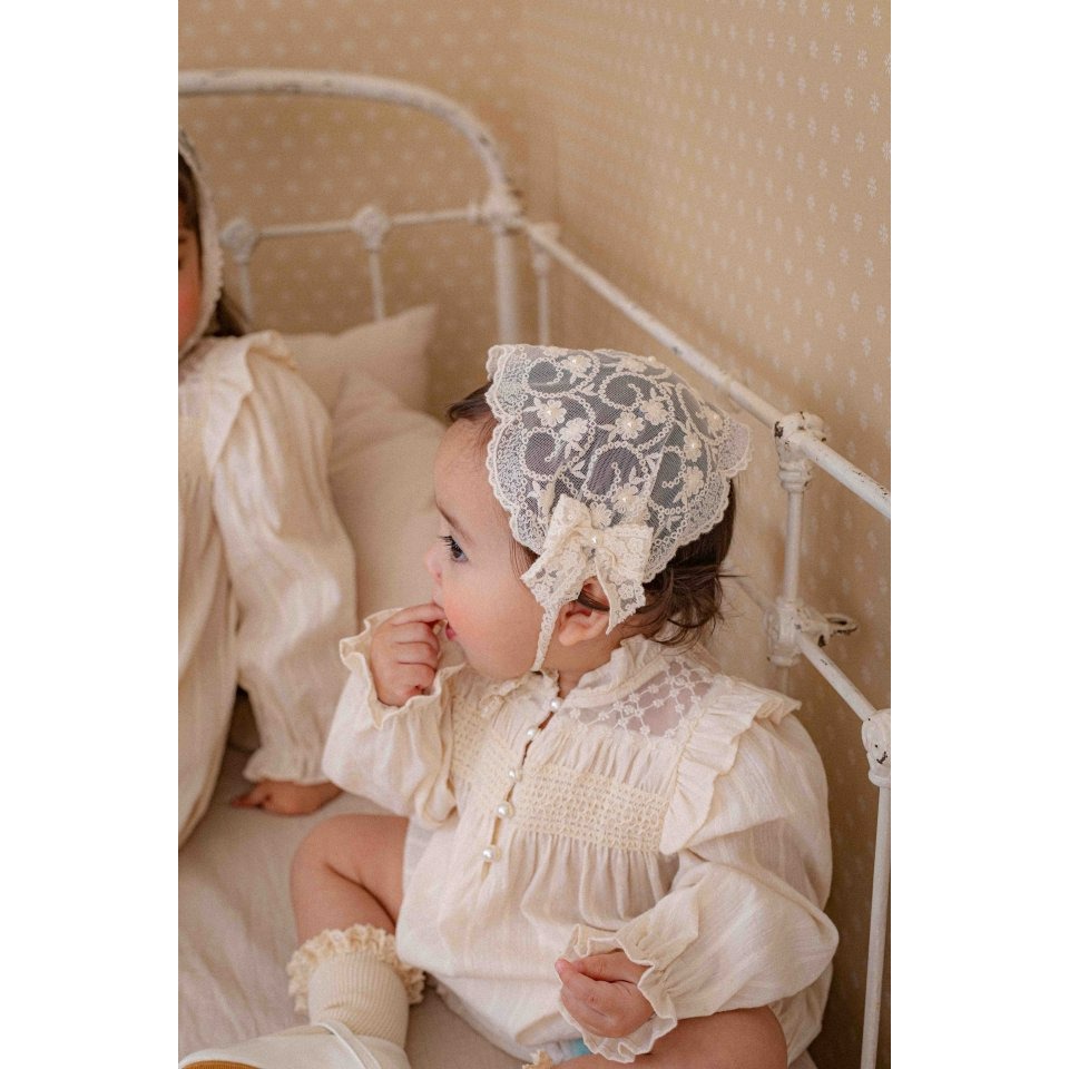 Oren 帽子 오렌 로제뜨진주보넷-細節圖3