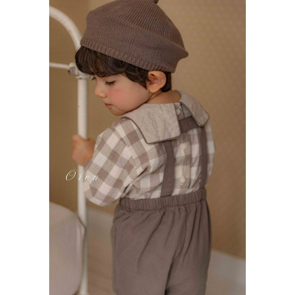 Oren 套裝 上衣 오렌 봉봉체크상하키즈-細節圖3