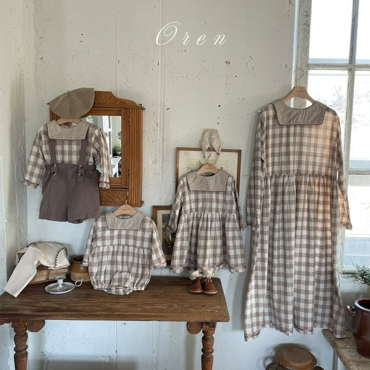 Oren 套裝 上衣 오렌 봉봉체크상하키즈-細節圖9