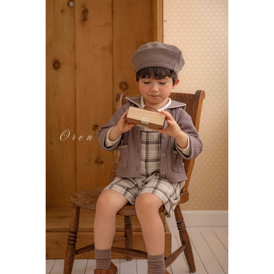 Oren 褲子 오렌 제라블체크멜빵팬츠키즈-細節圖5