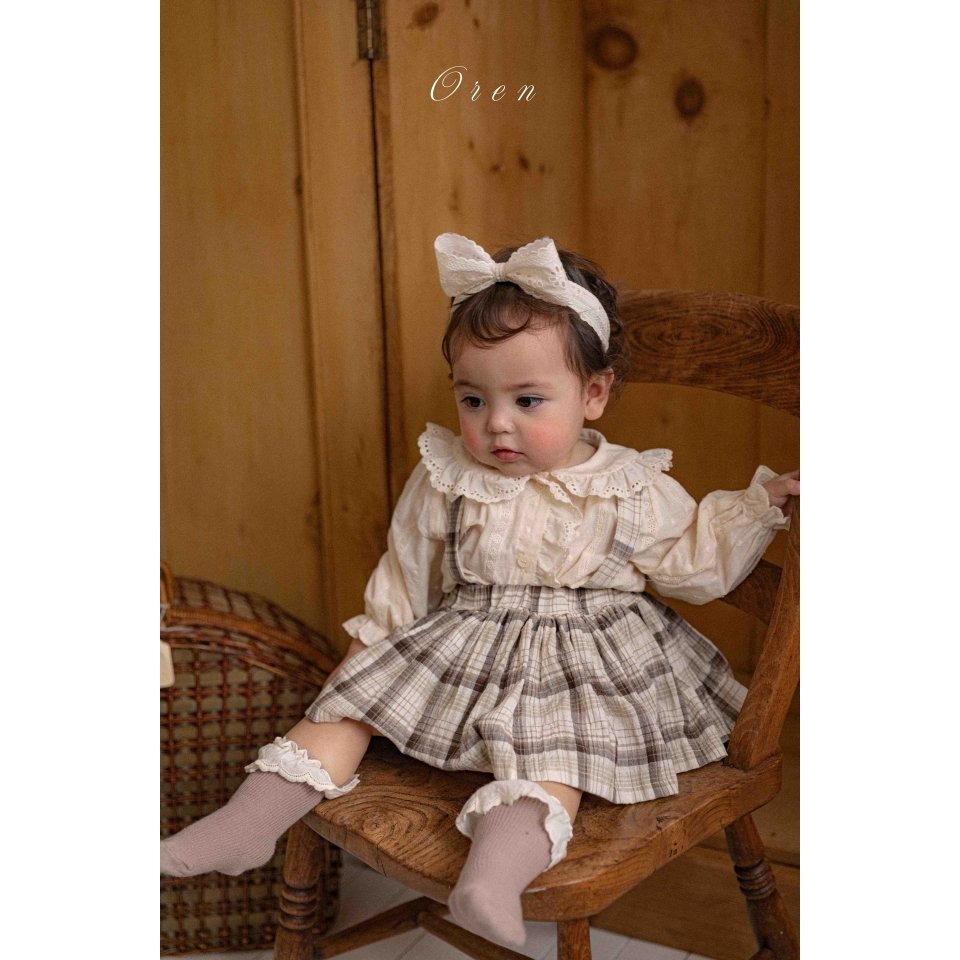 Oren 裙子 오렌 제라블체크블루머스커트-細節圖3