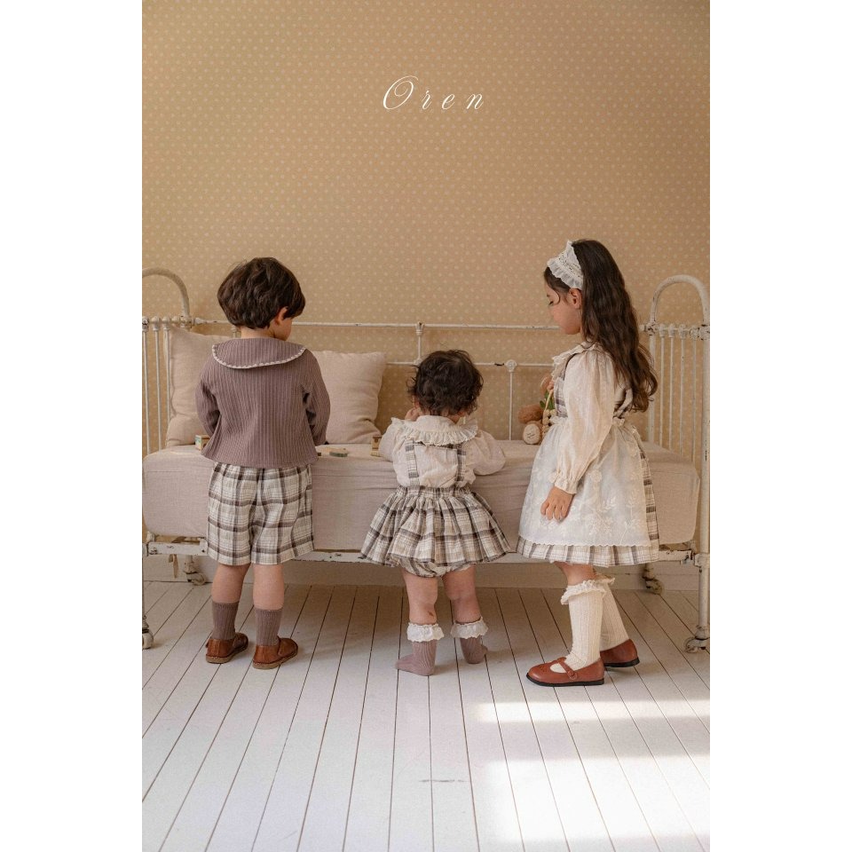 Oren 裙子 오렌 제라블체크블루머스커트-細節圖8