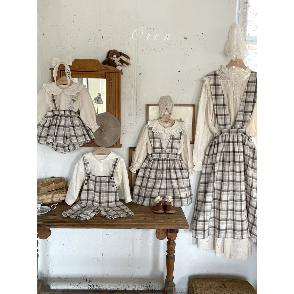 Oren 裙子 오렌 제라블체크블루머스커트-細節圖9