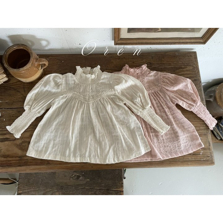 Oren 上衣 오렌 줄리스모크블라우스키즈-細節圖7