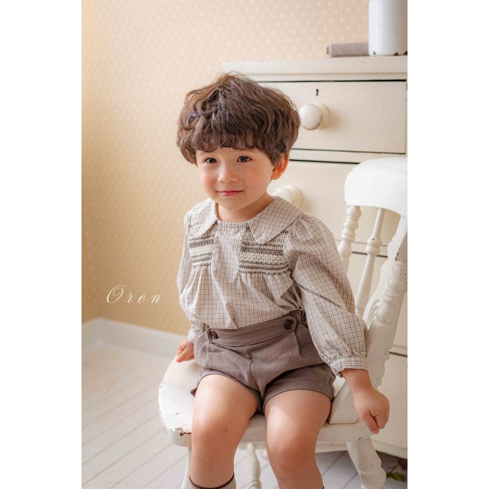 Oren 褲子 오렌 체리스모킹블라우스+팬츠-細節圖2