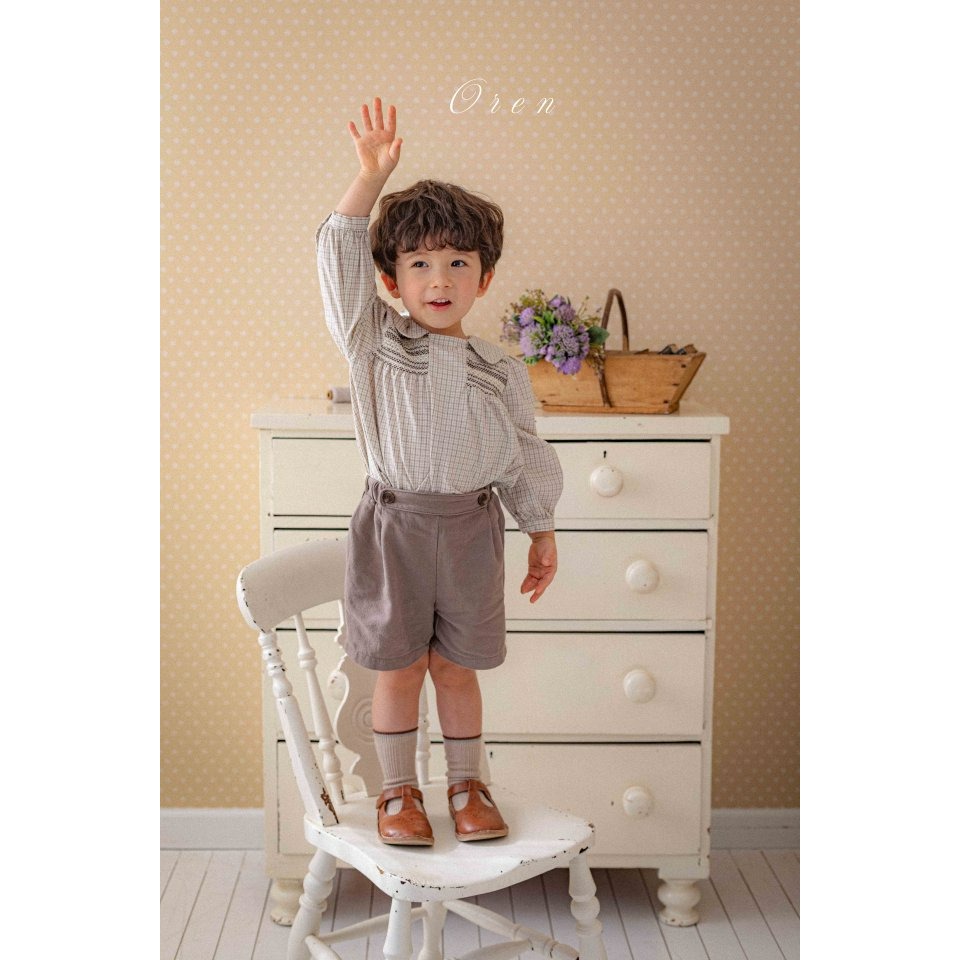 Oren 褲子 오렌 체리스모킹블라우스+팬츠-細節圖4