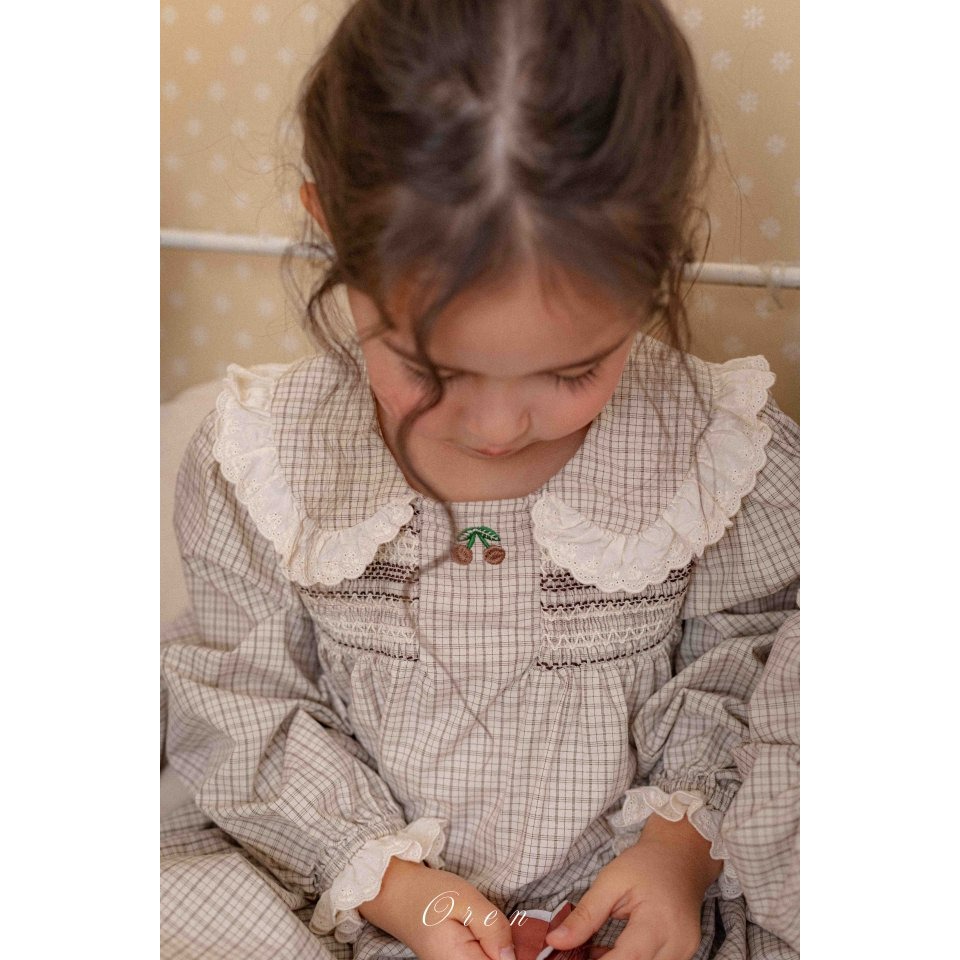 Oren 洋裝 오렌 체리스모킹원피스키즈-細節圖3