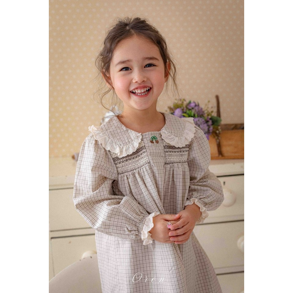 Oren 洋裝 오렌 체리스모킹원피스키즈-細節圖6